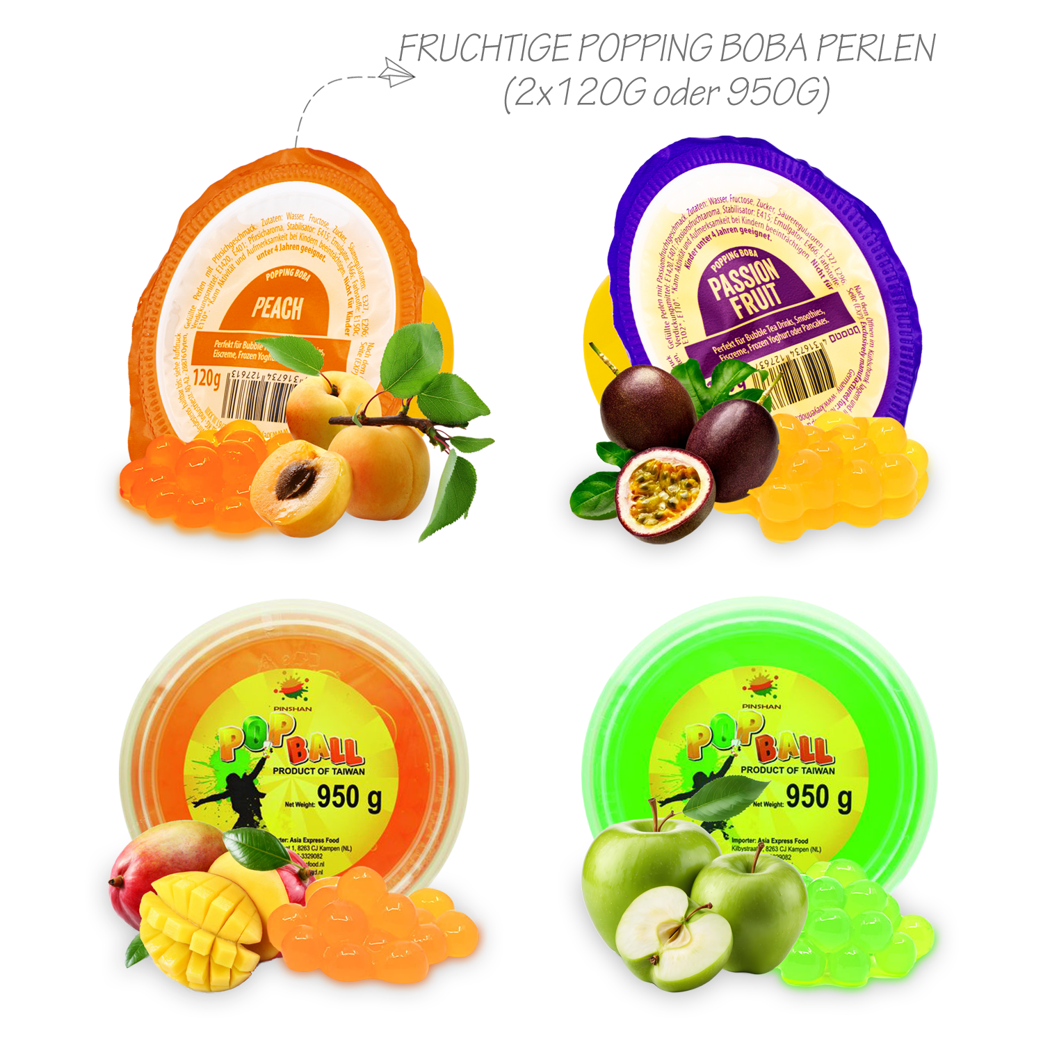 Bubble Tea DIY Box with Popping Boba: Boba Tea Starter Kit for 4 Drinks