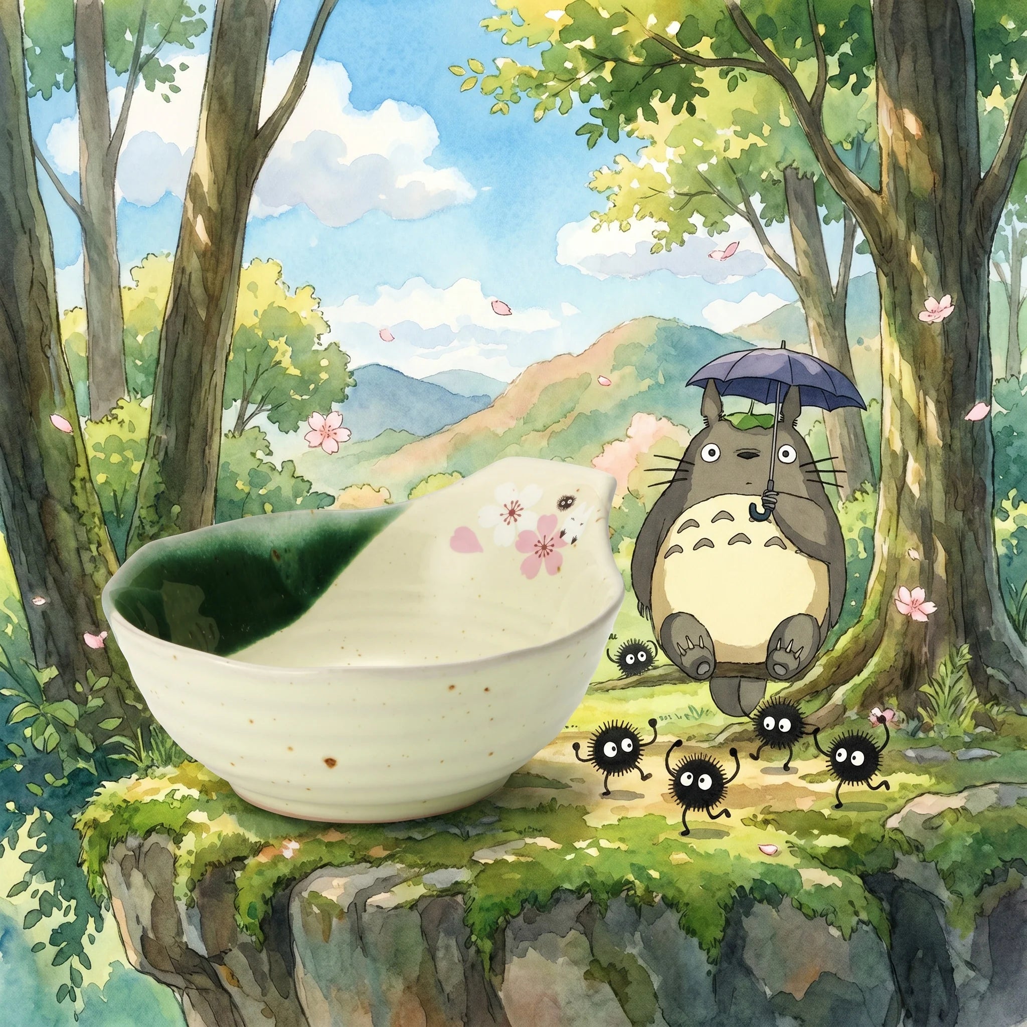 Mein Nachbar Totoro: Kleine Keramik-Schale im traditionellen Mino-Stil
