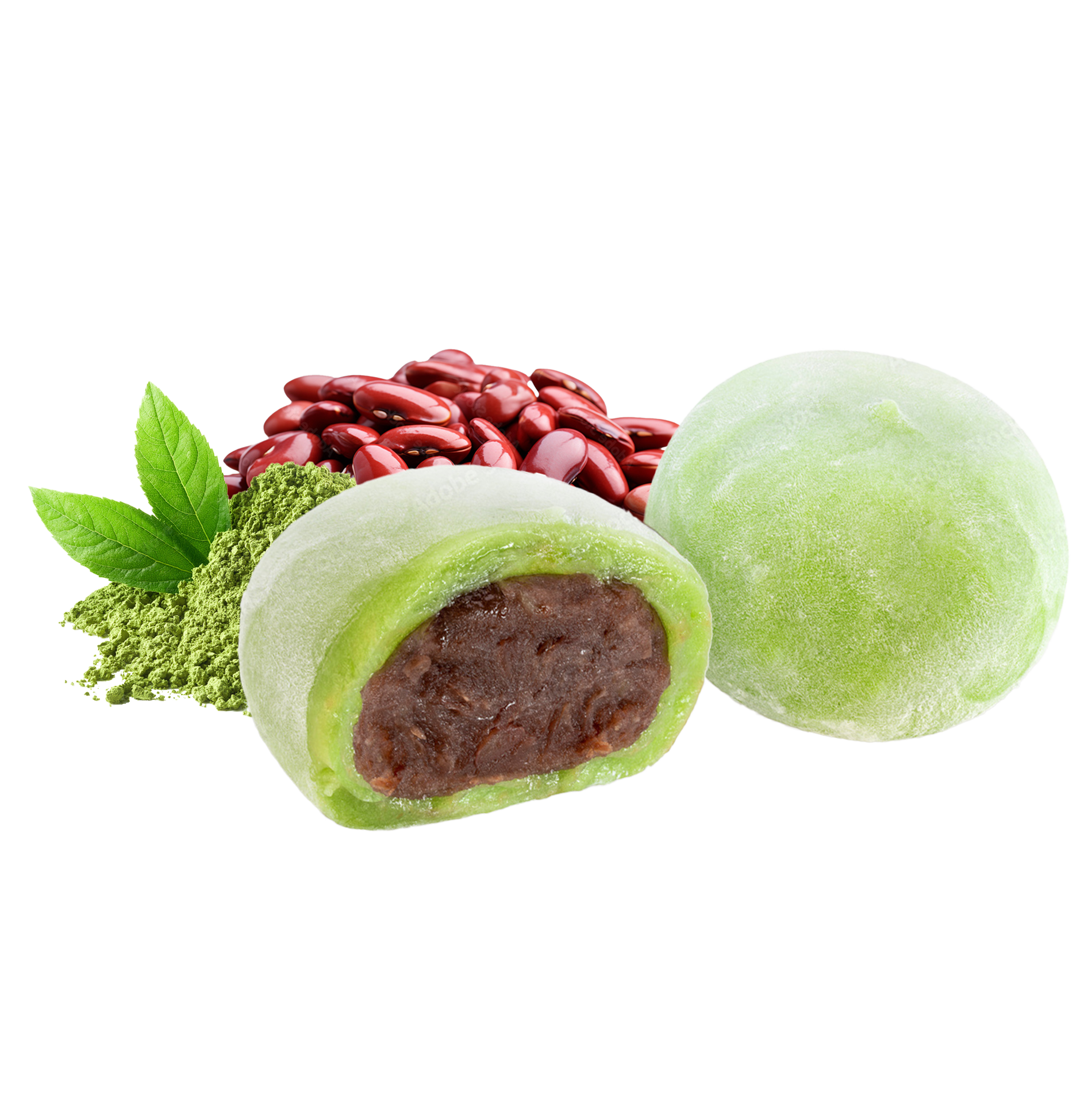 Japanese mochi cakes with matcha & red bean paste
