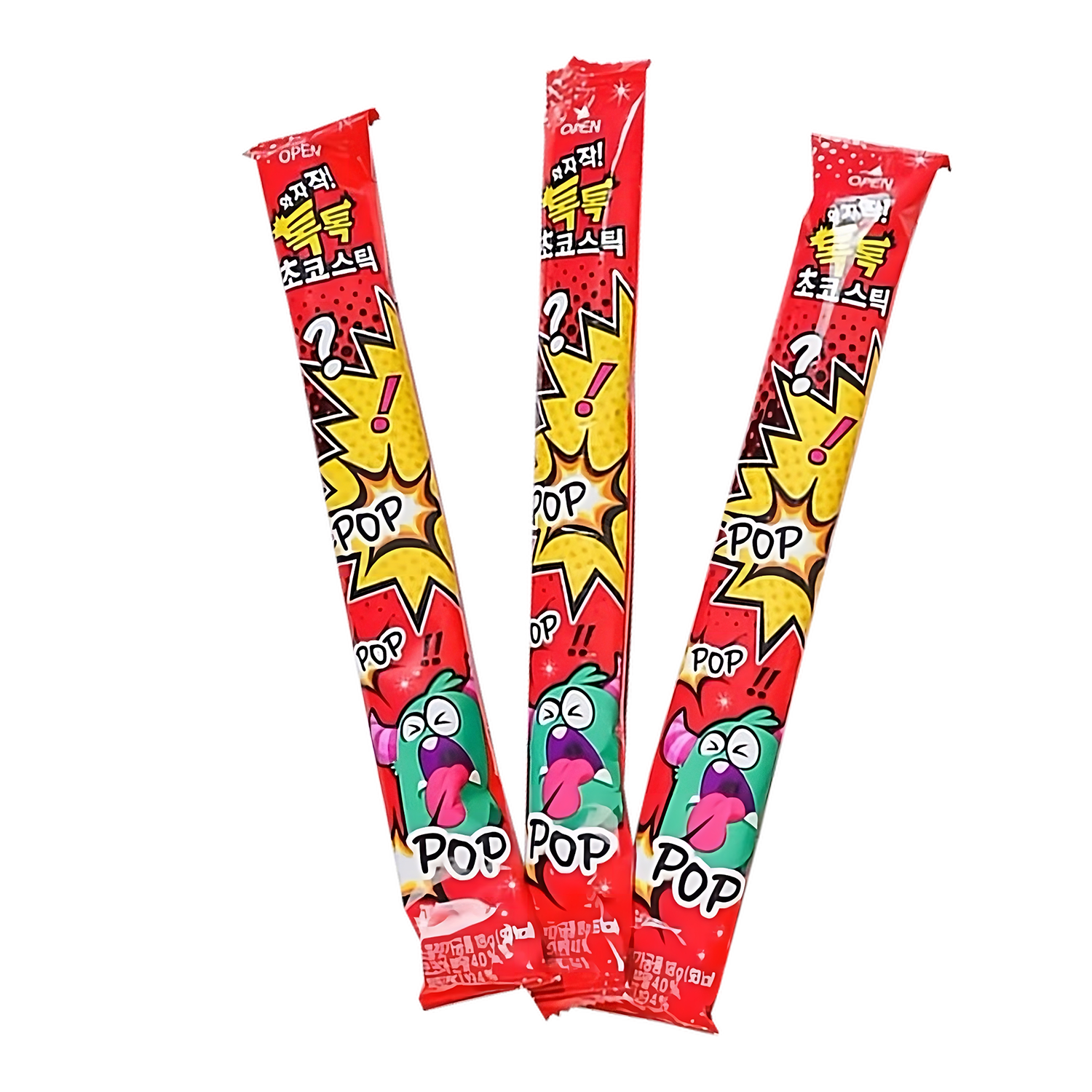 Three huge crackling chocolate sticks from Korea