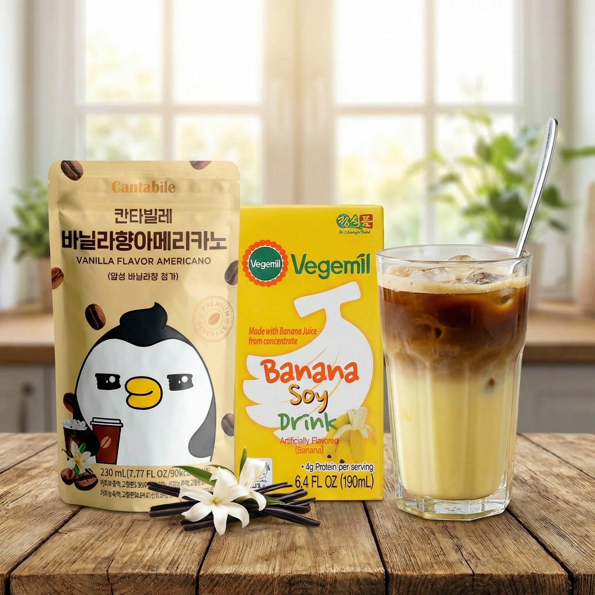 Koreanischer Milchkaffee: Banana Milk & Iced Coffee im Set