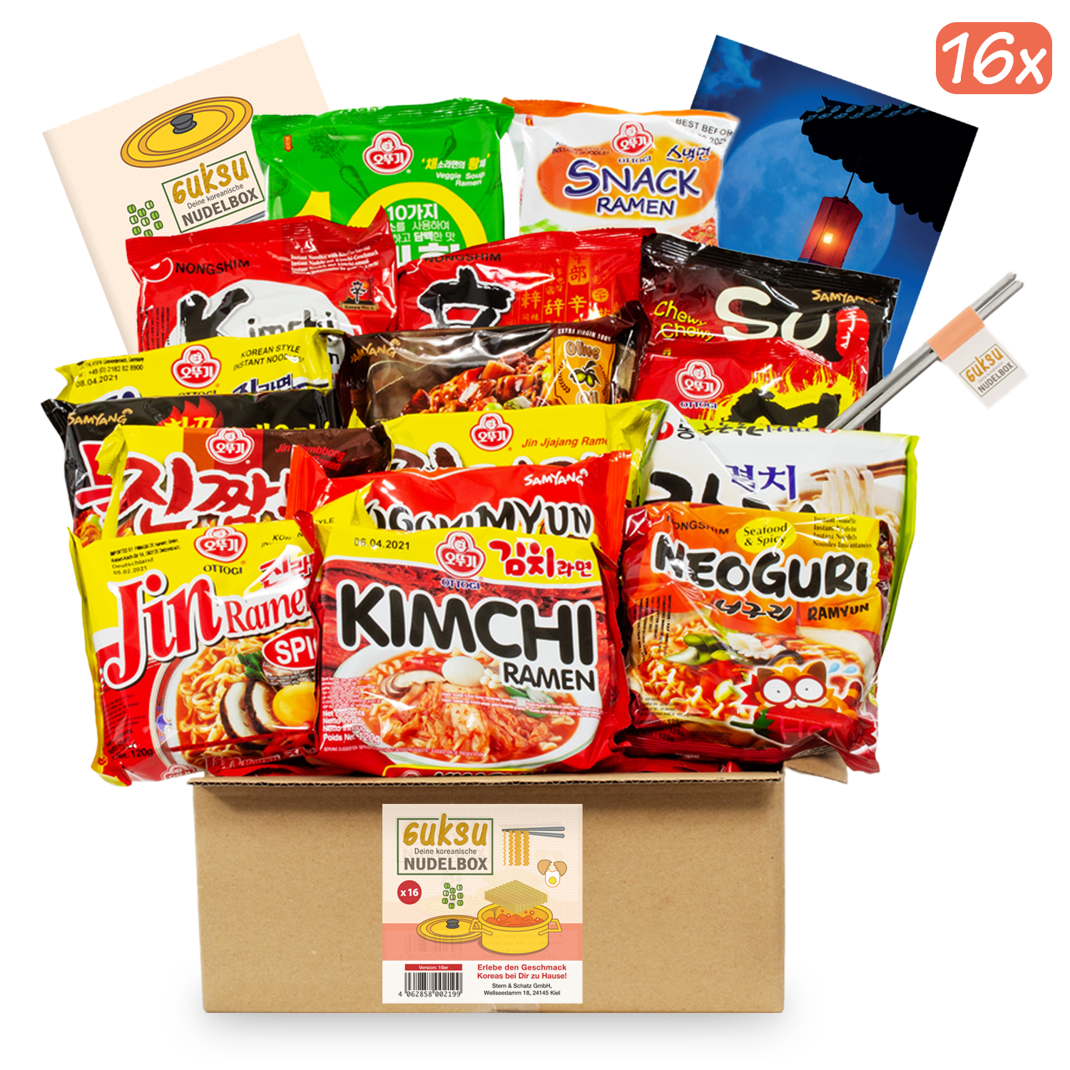 Guksu: Surprise boxes with Korean instant noodles in packs of 8 or 16