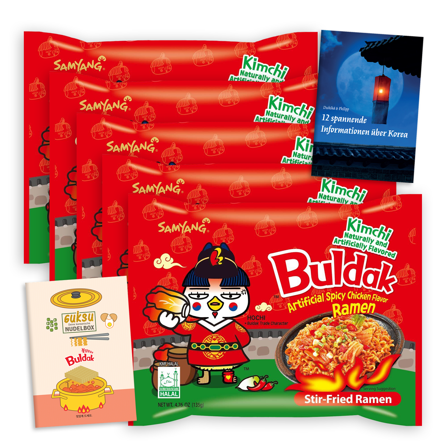 Guksu Buldak Kimchi: Set mit 5 Samyang Buldak Instant-Nudeln
