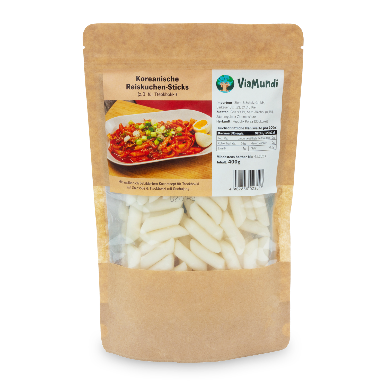 Tteokbokki: Koreanische Reiskuchen-Sticks mit Rezeptkarte