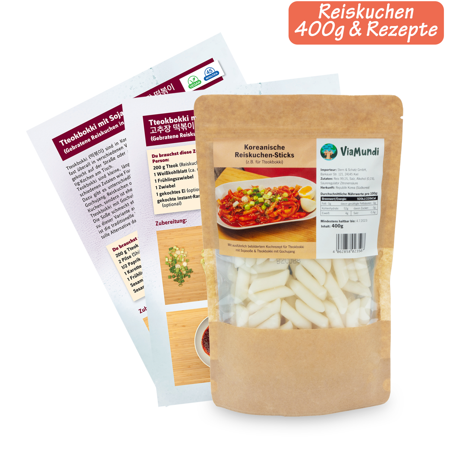 Tteokbokki: Koreanische Reiskuchen-Sticks (2 Sorten)