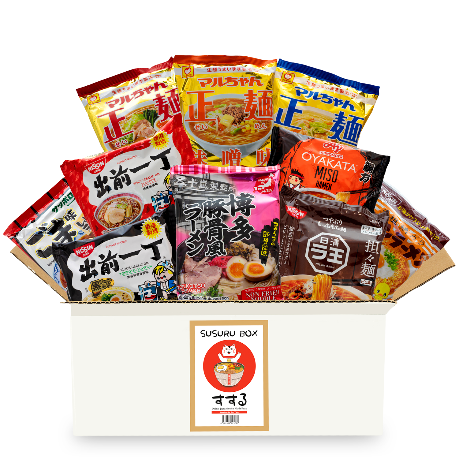 Susuru: Überraschungsbox mit japanischen Instant-Nudeln im Cup (6er Pack) oder in der Tüte (10er Pack)