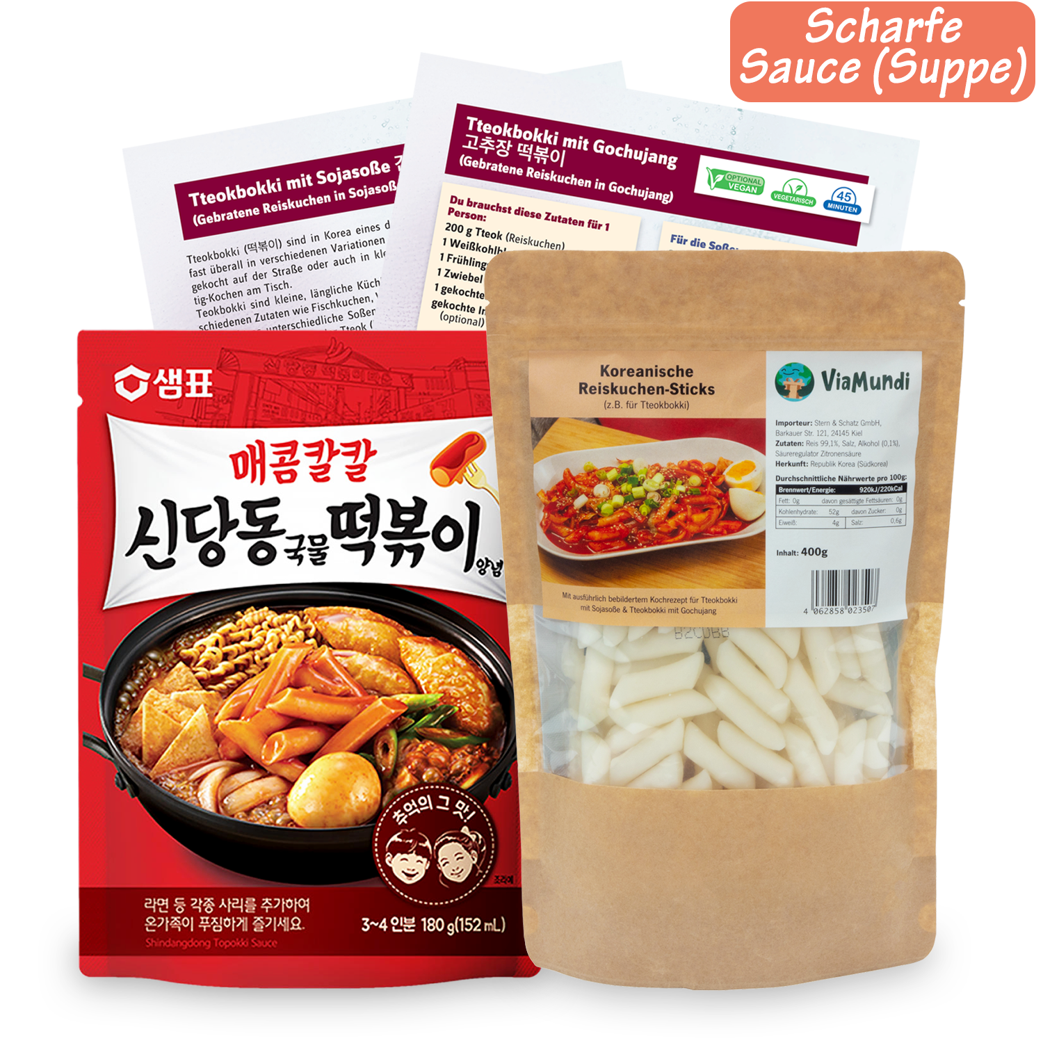 Tteokbokki Mini-Kochbox: Koreanische Reiskuchen mit Topokki Sauce deiner Wahl