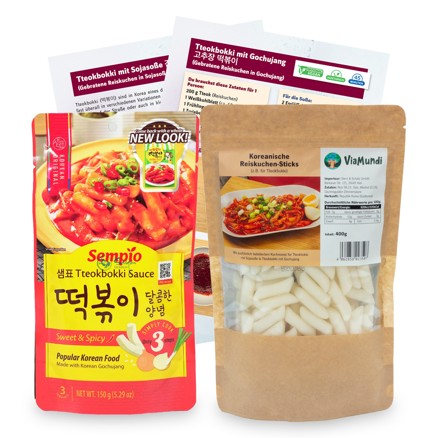 Tteokbokki Mini-Kochbox: Koreanische Reiskuchen mit Topokki Sauce deiner Wahl