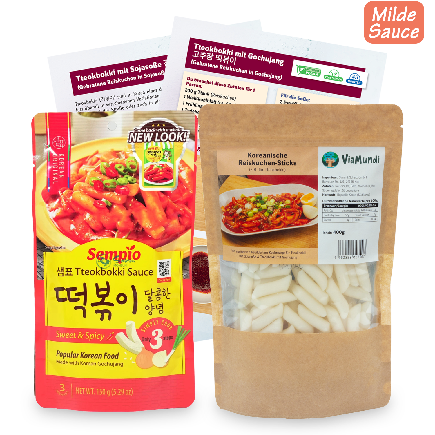 Tteokbokki Mini-Kochbox: Koreanische Reiskuchen mit Topokki Sauce deiner Wahl