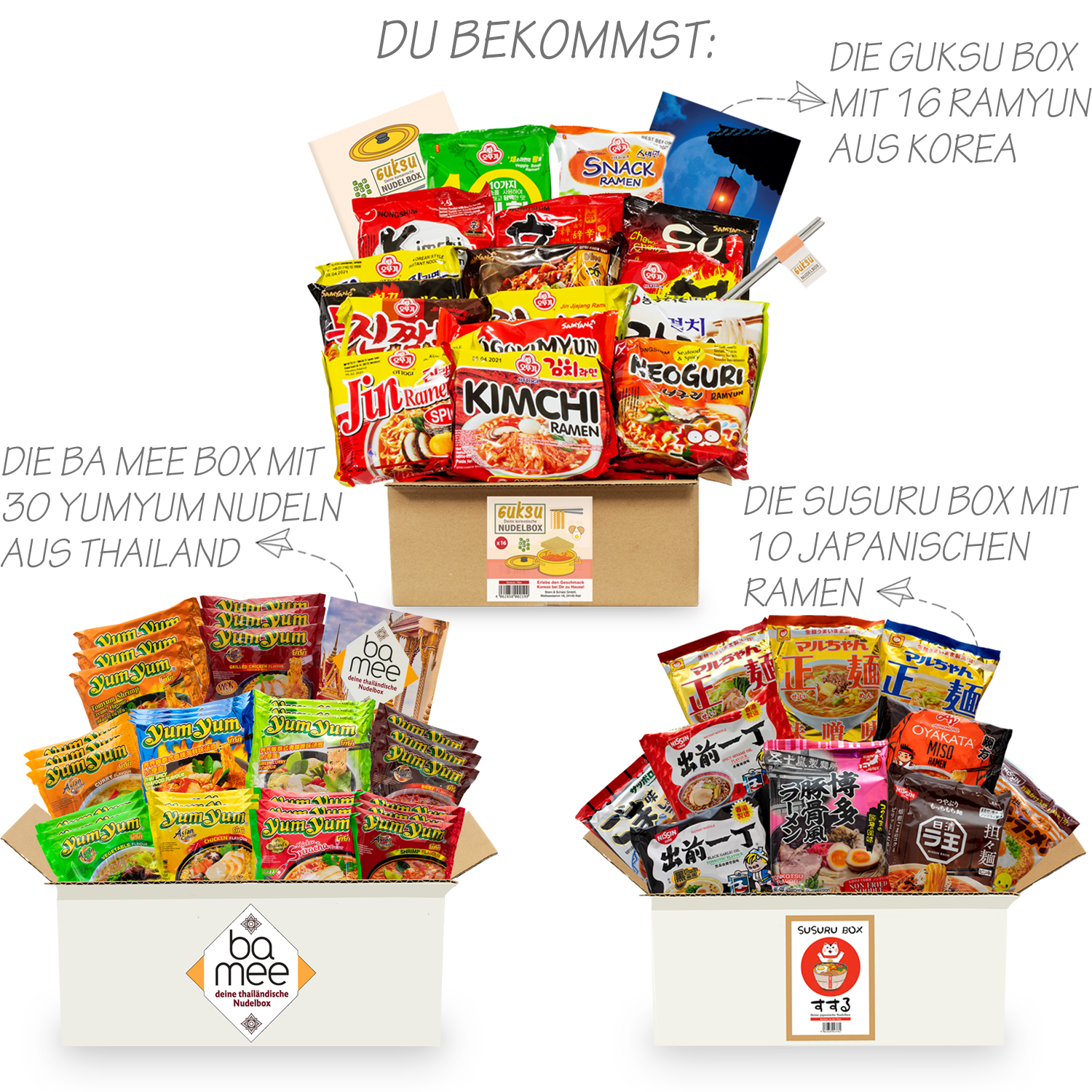 Noodle Experience: 3 Nudelboxen aus Japan, Korea und Thailand