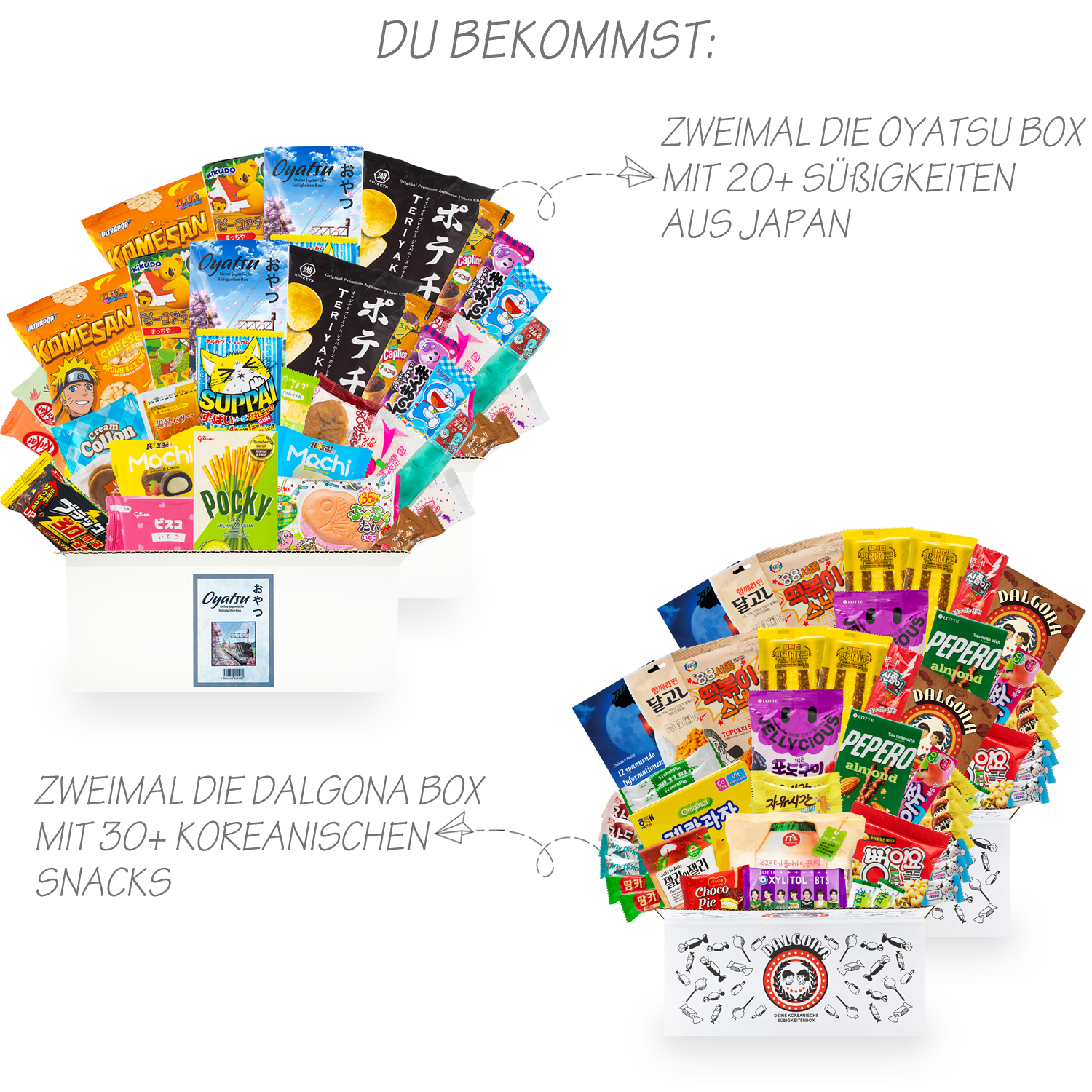 Double Snack Bundle: 4 candy boxes from Korea and Japan