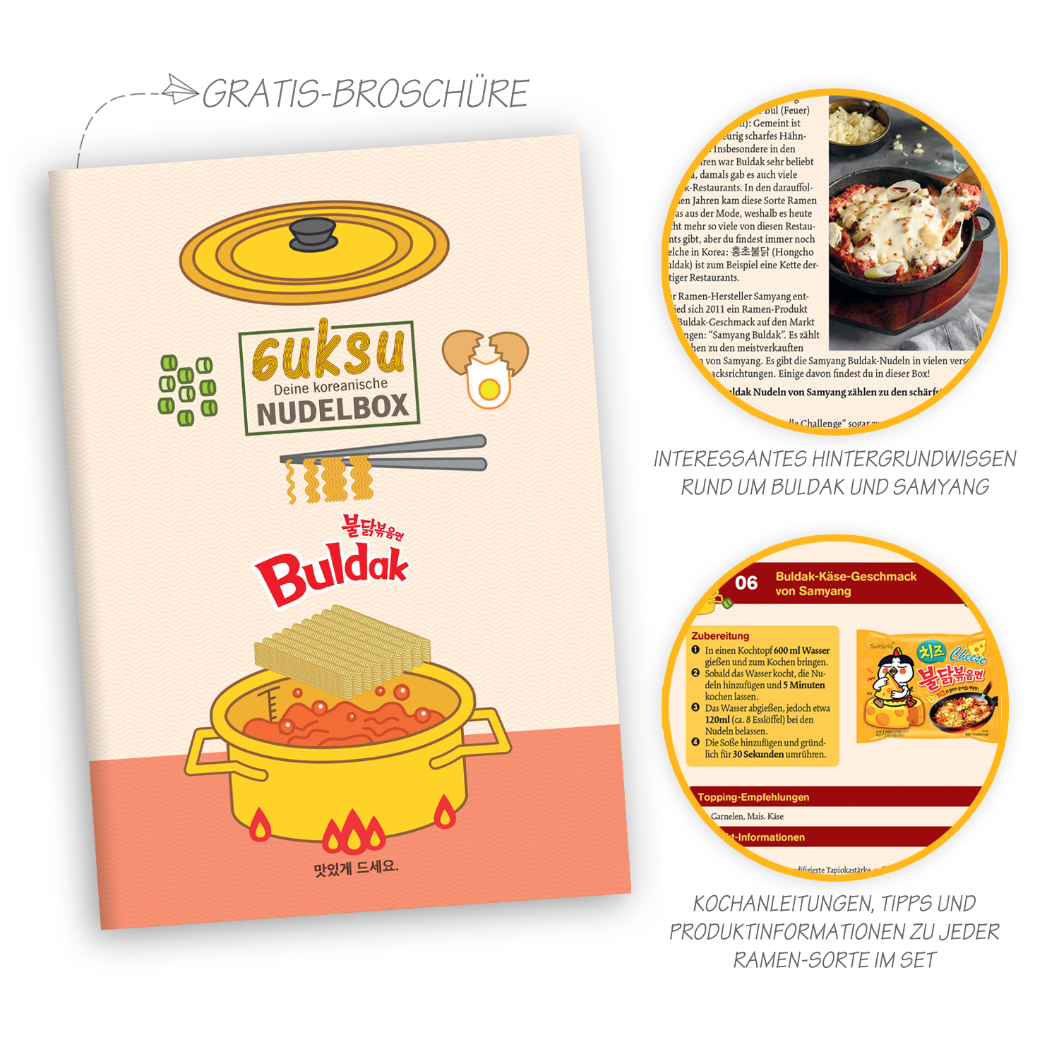Guksu Buldak Cheese: Set mit 5 Samyang Buldak Instant-Nudeln