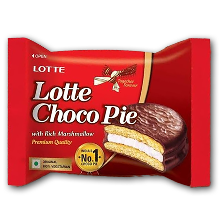 Lotte, Choco Pie, Rich Chocolate, 1pc in 1 bag, Mini size, 37g