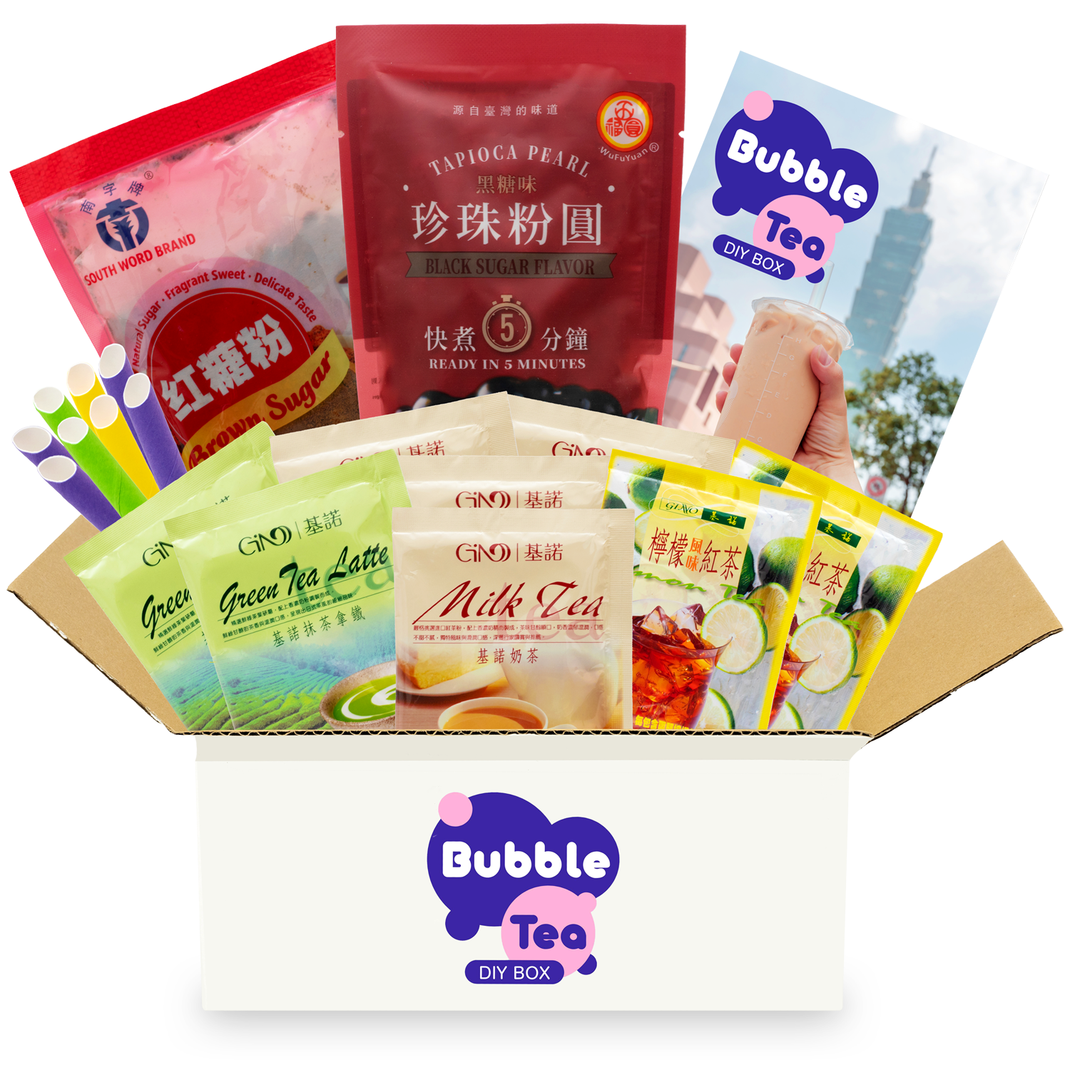 Bubble Tea DIY Box mit Tapioka-Perlen: Boba Tee Starter Kit für 8 Getränke