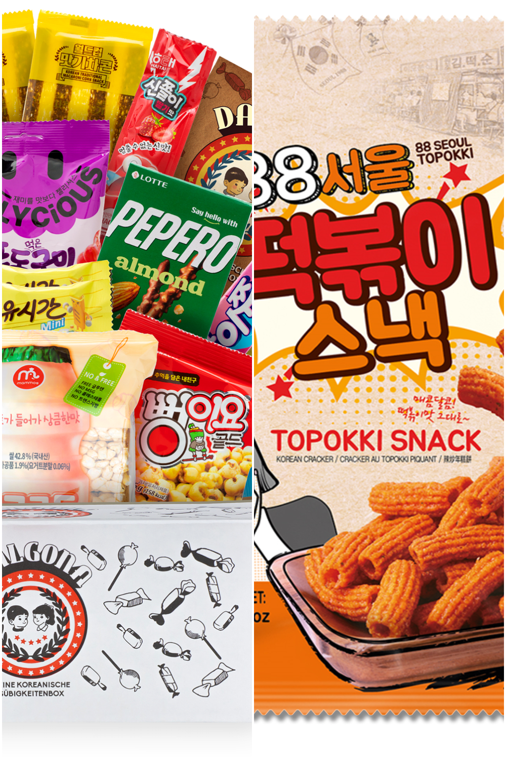 Koreanische Süßigkeiten und Tteobokki-Chips Bundle